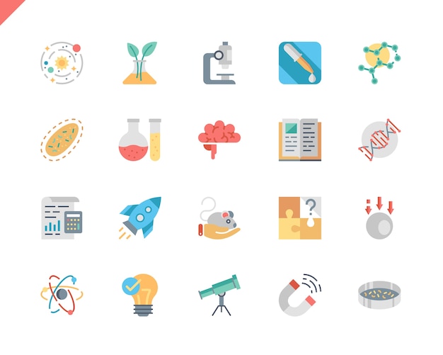 Simple set science flat icons voor website en mobiele apps.