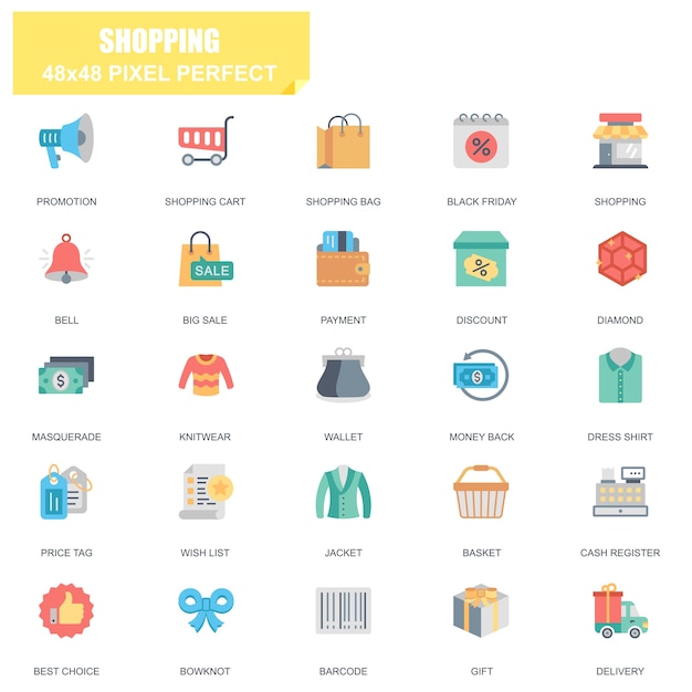 Simple set of shopping related vector flat icons