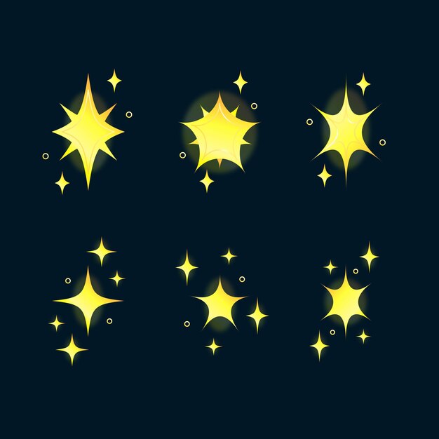 Vector simple set of sparkling stars