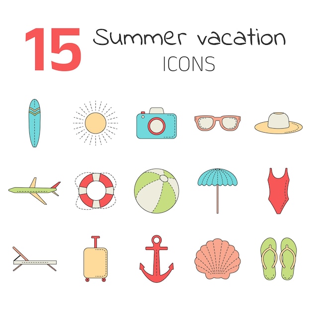 Vector a simple set of summer vacation icons