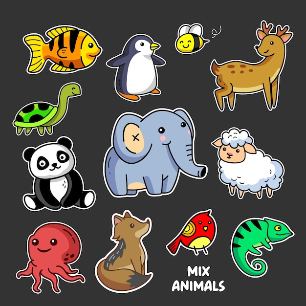 Vector simple set vector collection of wild animals