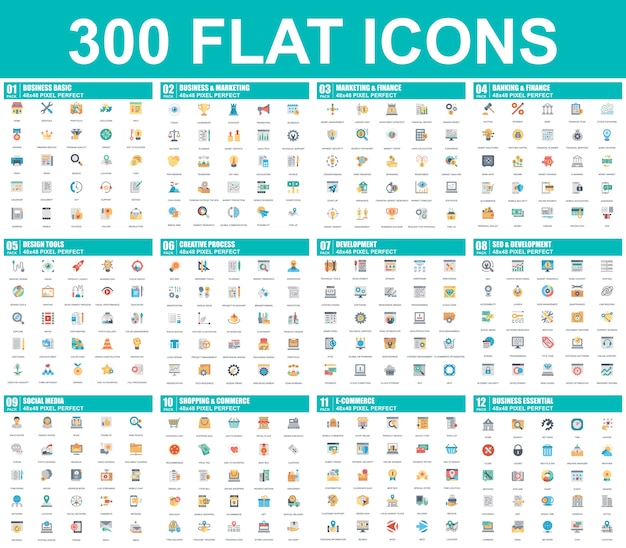 Vector simple set of vector flat icons