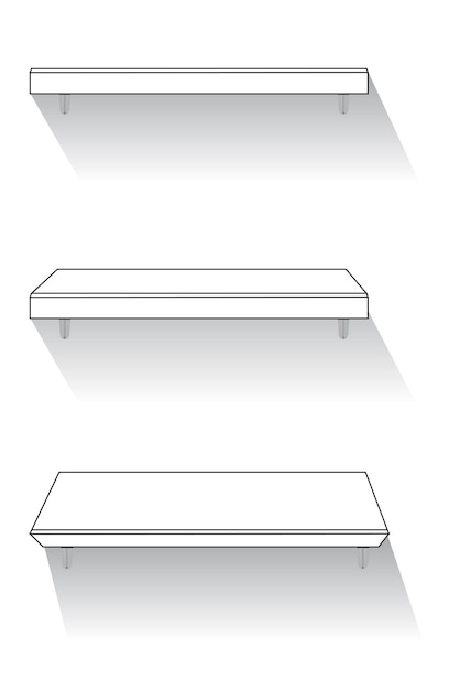 Simple Set Vector Hanging shelf at three perspective