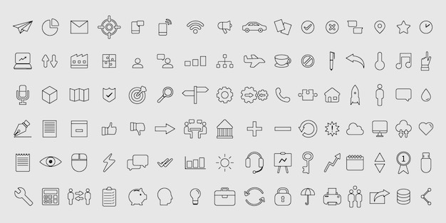 Vector simple set of vector thin line business icons