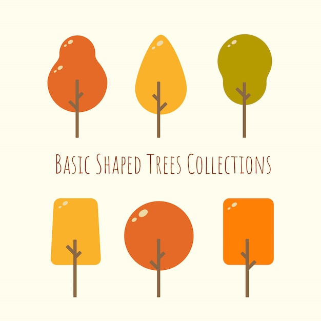 Vector simple shape rounded  autumn tree