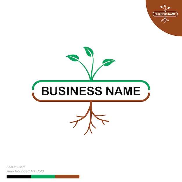 Simple shapes plant with roots icon vector logo