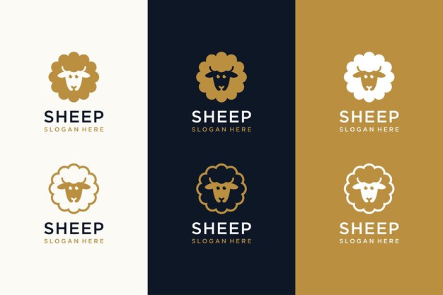 Vector simple sheep line logo design