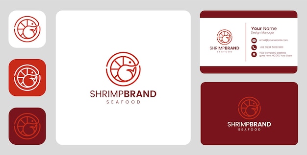 Simple shell food fish Logo with stationary template