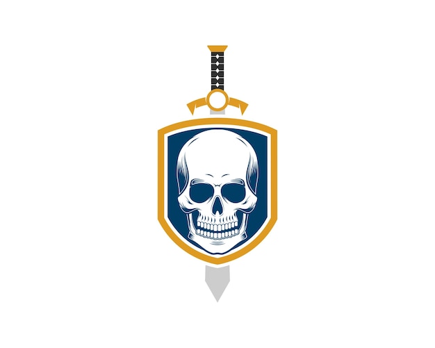 Simple shield with skull and sword