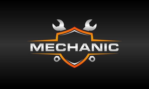 Vector simple shield wrench emblem logo