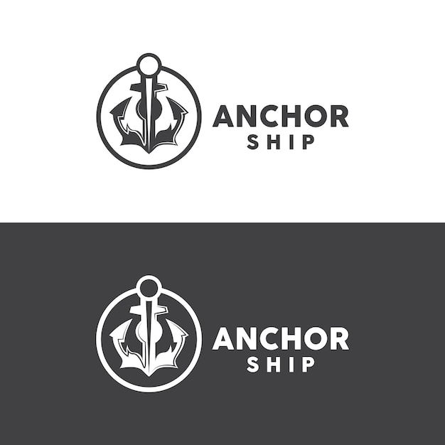 Simple Ship Anchor Logo Design Silhouette Vector Illustration