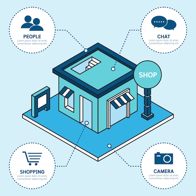 Modello di infografica semplice shop building