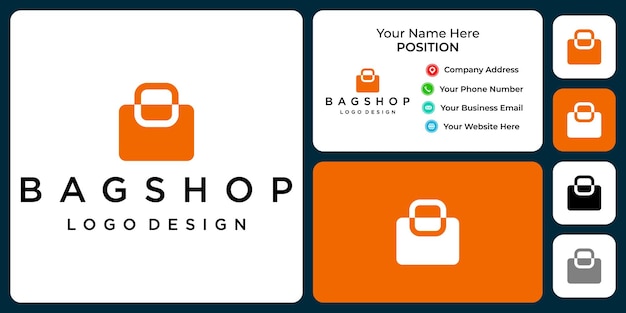 Simple shopping bag logo design with business card template