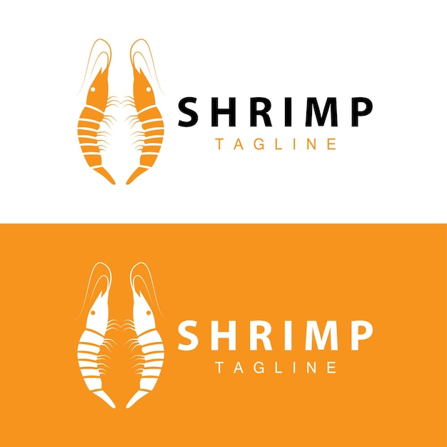 Vector simple shrimp logo design vector seafood sushi restaurant prawns template illustration