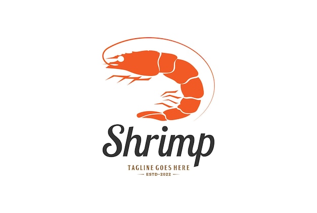 Simple Shrimp Prawn Lobster for Seafood Restaurant Product Label Logo Design Vector