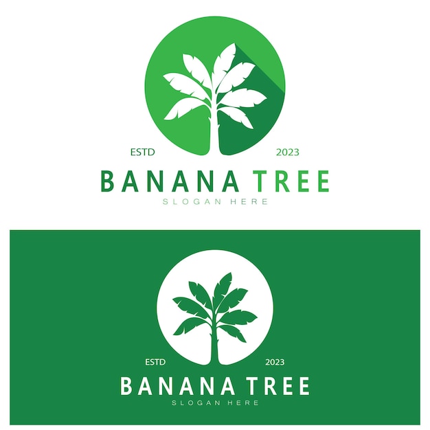 シンプルなシルエット バナナ ツリー ロゴ フラット デザイン ベクトル