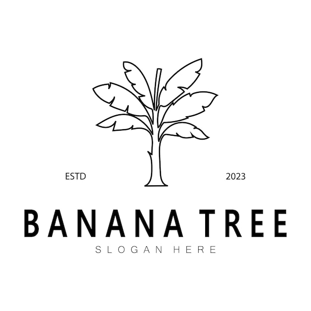 Simple Silhouette Banana Tree Logo Flat Design vector