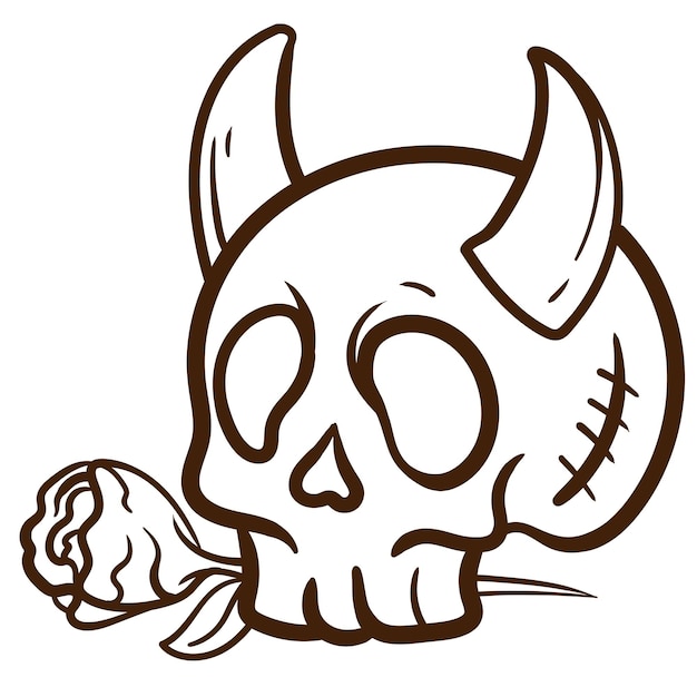 Simple skull hand drawing line doodle illustration good for design tshirt and simple tattoos