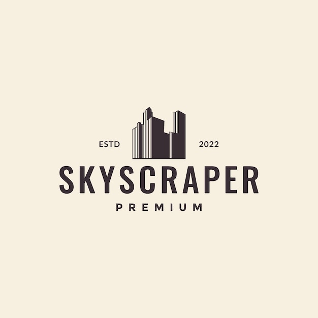 Simple skyscraper building hipster logo design vector graphic symbol icon illustration creative idea