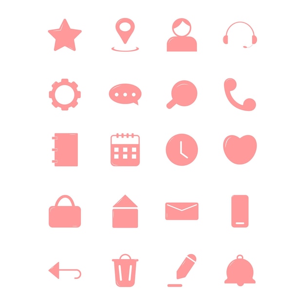 Simple small solid icons set Rounded mini vector icons