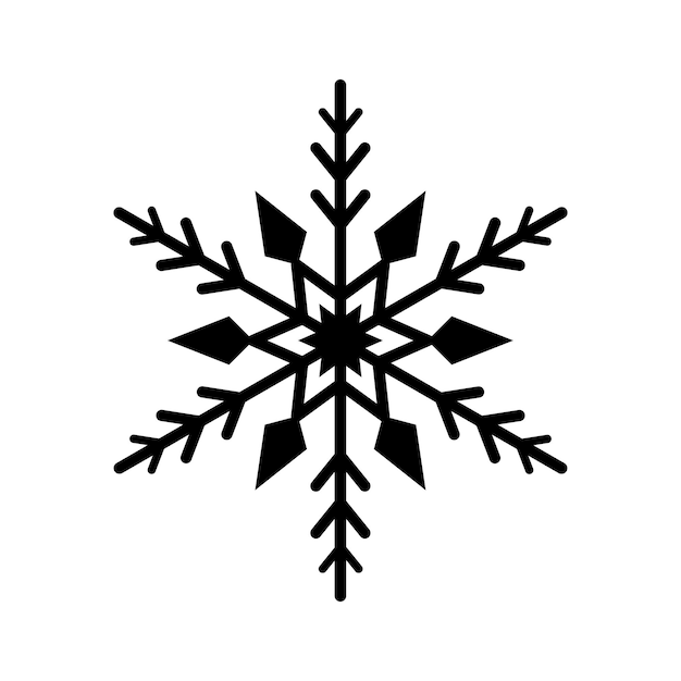 Simple snowflake of black lines. Festive decoration for New Year and Christmas