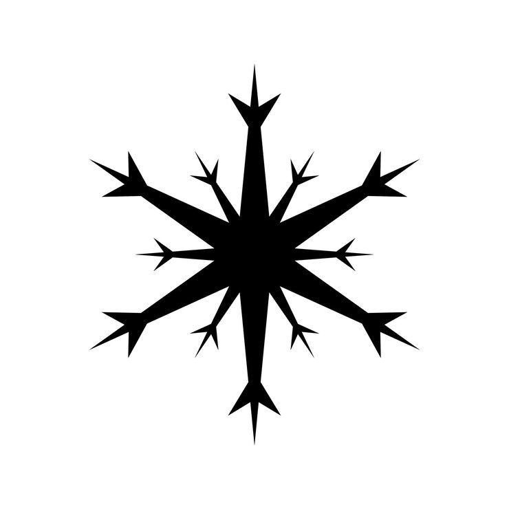वेक्टर simple snowflake of black lines. festive decoration for new year and christmas