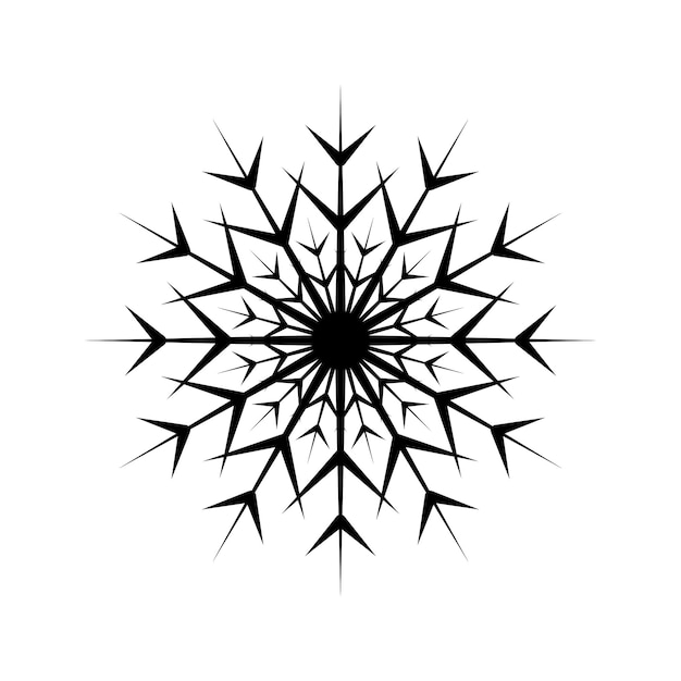 Simple snowflake of black lines festive decoration for new year and christmas