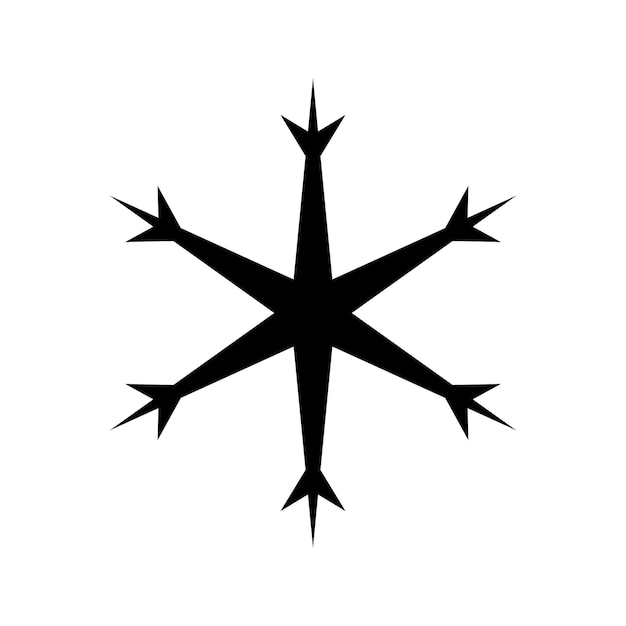 Simple snowflake of black lines. Festive decoration for New Year and Christmas