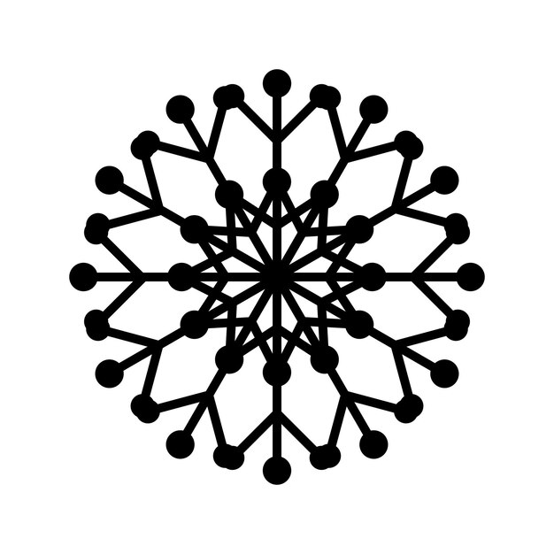 Vector simple snowflake of black lines festive decoration for new year and christmas