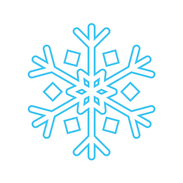 Simple snowflake made of blue lines Festive decoration for New Year and Christmas symbol of winter element for design Vector illustration