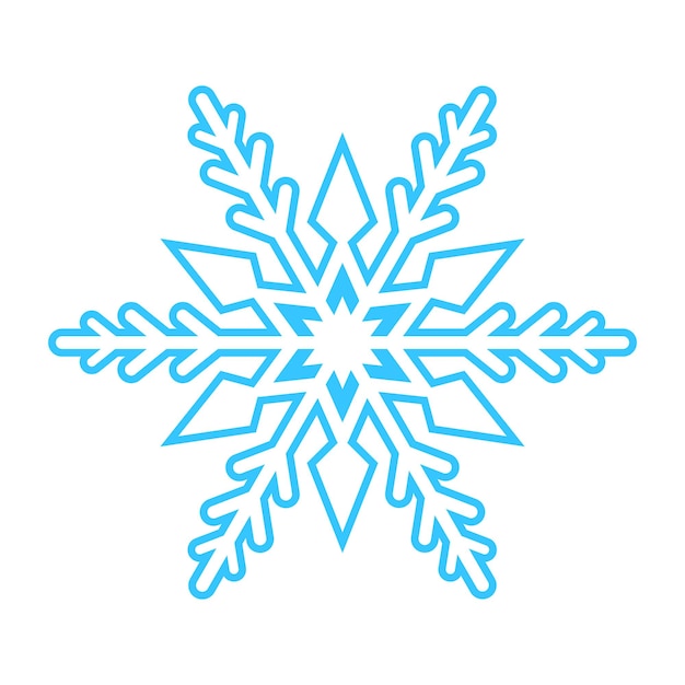 Simple snowflake made of blue lines Festive decoration for New Year and Christmas symbol of winter element for design Vector illustration