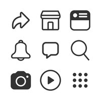 Vettore semplice set di icone di social media
