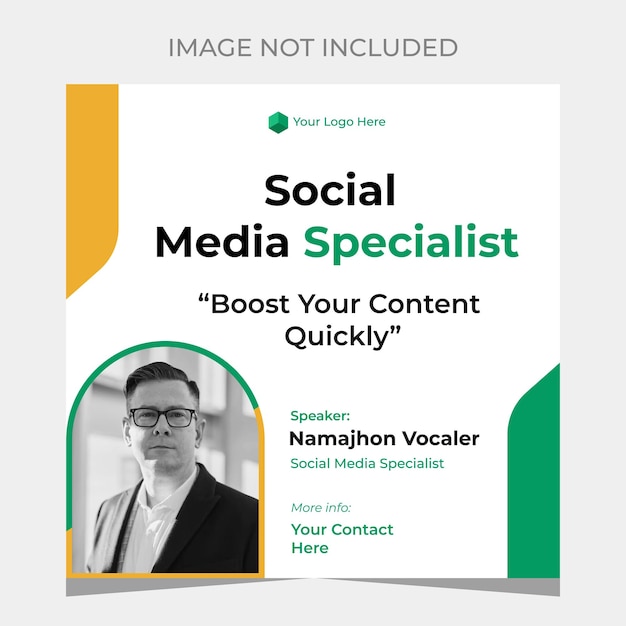 Vector simple social media post template green background