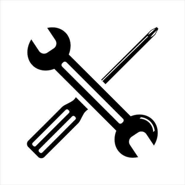 Simple spanners and crosshead screwdriver isolated Icon for apps and websites