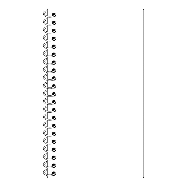 Simple spiral notebook template. Vector isolated notebook, worksheet, diary, textbook.