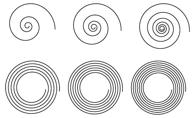 Simple spirals icons or signs, different versions