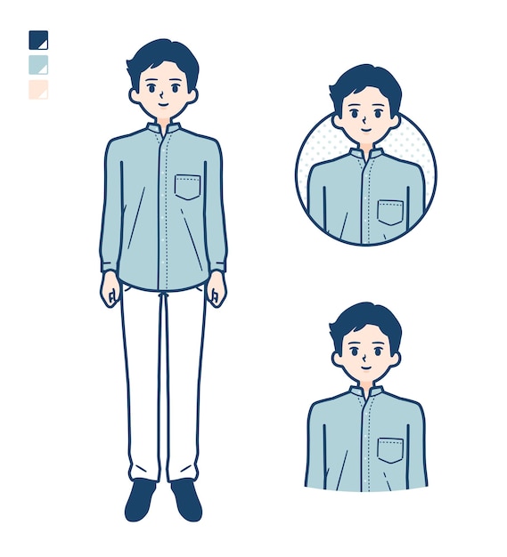 Simple Stand collar shirt manSmile