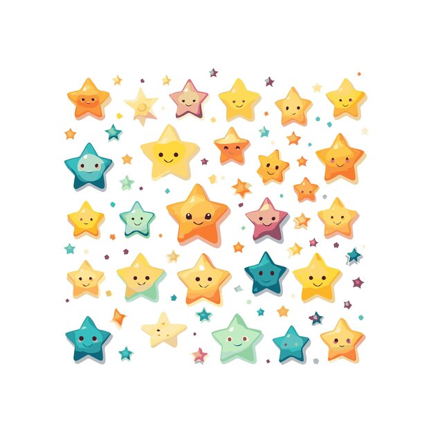 Simple stars kid illustration design elements isolated white background