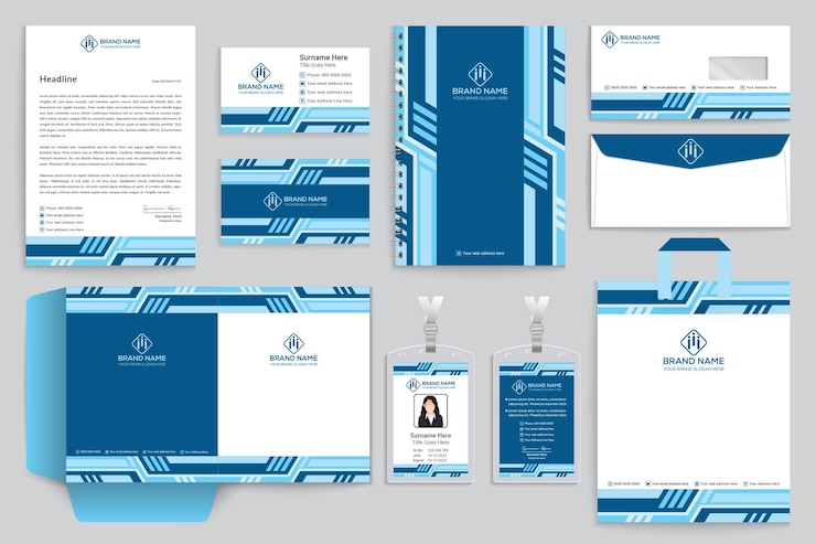 Vector simple stationery template blue color