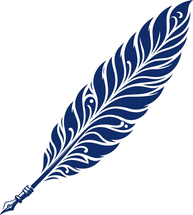 simple stencil illustration of an antique bird feather pen