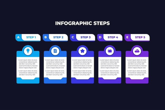 Шаблон бизнес-инфографики simple steps of work