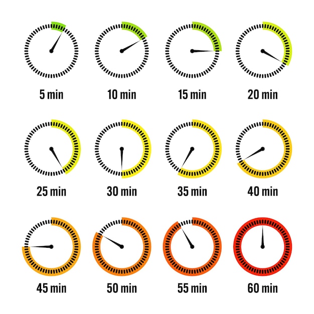 simple stopwatch icons colorful chronometer time counter with dial countdown timer showing hours and