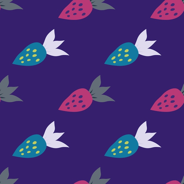 Simple strawberry seamless pattern Hand drawn strawberries wallpaper Fruits backdrop