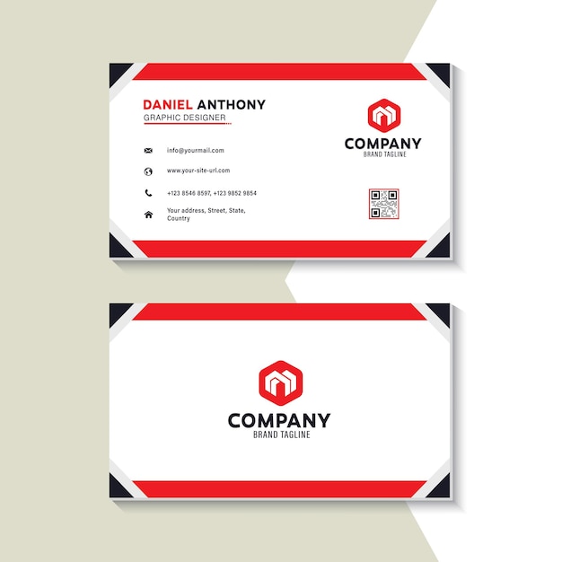 Simple Style Red Business Card Vector Design Template