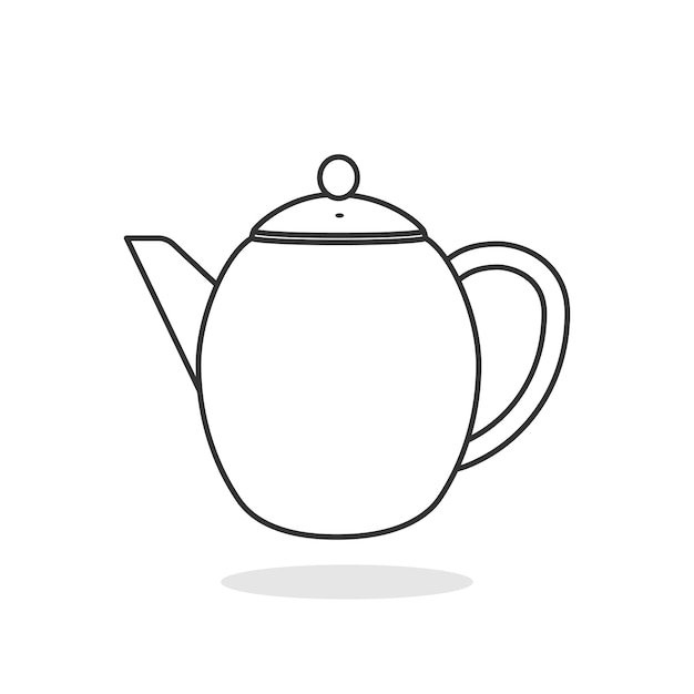 Vector simple style white kettle sticker design vector illustration kitchen interior object icon concept