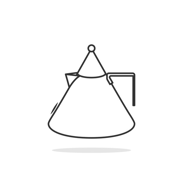 Vector simple style white kettle sticker design vector illustration kitchen interior object icon concept