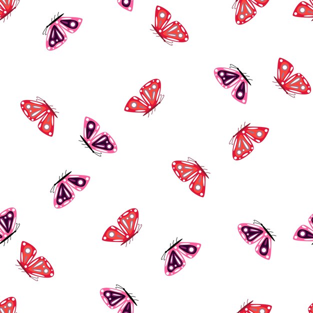 Simple stylized moth seamless pattern Butterflies wallpaper Flying insect print Design for fabric textile print wrapping paper cover poster Vector illustration