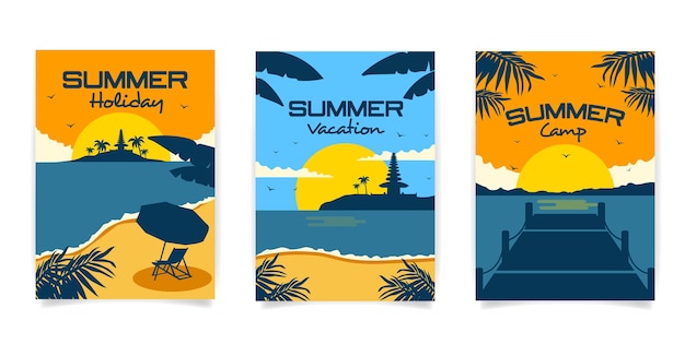 Vector simple summer poster set