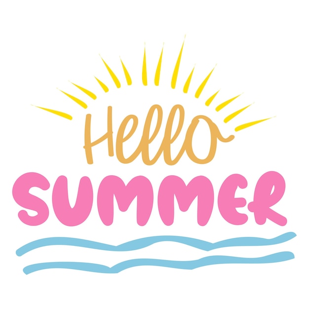 Vector simple summer quotes hello summer typography svg cut files tshirt design for print
