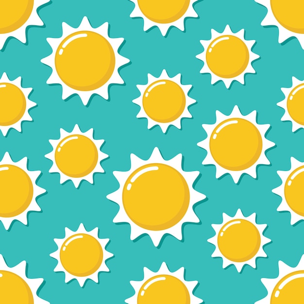 Vector simple summer sun icon seamless pattern